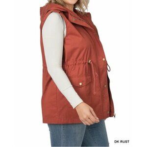 Hooded Sleeveless Cargo Vest